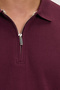 Men's standard fit regular cut cotton long sleeve zippered burgundy polo collar sweatshirt - 7