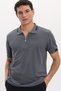 Men's Slim Fit 100% Cotton Short Sleeve Zippered Anthracite Polo Neck T-Shirt