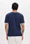 Men's Regular Fit Comfortable Cut Crew Neck 100% Cotton Navy Blue T-Shirt - 7