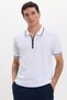 Men's Slim Fit 100% Cotton Short Sleeve Zippered White Polo Collar T-Shirt