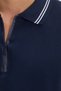 Men's slim fit 100% cotton short sleeve navy blue polo collar t-shirt with zipper - 5