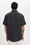 Men's Relax Fit Comfortable Cut Short Sleeve 100% Cotton Single Pocket Gray Shirt - 8