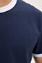 Men's Regular Fit Classic Cut 100% Cotton Short Sleeve Crew Neck Navy Blue T-Shirt - 4