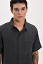 Men's Relax Fit Comfortable Cut Short Sleeve 100% Cotton Single Pocket Gray Shirt - 5