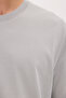 Unisex relax fit comfortable cut 100% cotton long sleeve crew neck gray basic t-shirt - 4