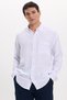 Men's Relax Fit Comfortable Cut Striped Pocketed Muslin Fabric Linen Textured Long Sleeve White Shirt