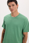 Unisex Relax Fit Relaxed Fit 100% Cotton Soft Textured Lightweight Thick Green Crew Neck T-Shirt - 4