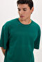 Unisex Oversize Wide Cut 100% Cotton Soft Textured Basic Crew Neck Green T-Shirt - 7