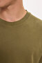 Unisex Relax Fit Relaxed Fit 100% Cotton Soft Textured Lightweight Thick Khaki Crew Neck T-Shirt - 5