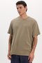 Unisex Relax Fit Relaxed Cut 100% Cotton Soft Textured Lightweight Thick Crew Neck Brown T-Shirt - 3