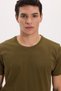 Unisex Slim Fit Slim Fit 100% Cotton Soft Textured Khaki Crew Neck T-Shirt - 4