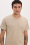 Unisex Slim Fit Slim Fit 100% Cotton Soft Textured Mink Color Crew Neck T-Shirt - 4