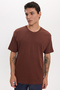 Unisex Relax Fit Comfortable Fit 100% Cotton Soft Texture Basic Crew Neck Brown T-Shirt