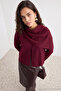 Vücut Seçmeyen Bordo Süper Oversize/Geniş Kalıp Şal Detaylı Triko Panço TWOAW26KZ00160 - 4