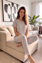 Gray Dublin Short Sleeve Lace Women's Pajamas Set - 6