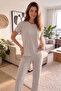 Gray Dublin Short Sleeve Lace Women's Pajamas Set - 7