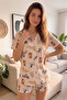 Canop Front Buttoned Short Sleeve Women's Pajamas Set with Shorts - 6