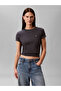 Women's Regular Cut Cotton Round Neck Short Sleeve Dark Gray T-Shirt