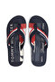 Men's Logo Printed Comfortable Sole Flip-Flops Navy Blue Slippers - 4