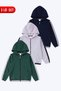 Unisex Kids 3-Piece Stripe Detailed Hooded Zipper Sweatshirt Set