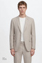 Men's Beige 100% Linen Extra Slim Fit Tie-Waist Suit with Flap Pockets - 4