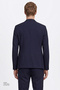 Men's Navy Blue Slim Fit Tailored Suit with Swallow Collar and Tieable Waist, with Pocket Pockets - 7