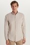 Men's Slim Fit Slim Fit Long Sleeve Cotton Oxford Texture Stone Color Buttoned Lapel Shirt - 2