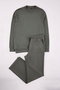 Khaki Regular/Normal Cut Crew Neck Pique Textured Open Leg Sweatpants Set Tmnaw27Em00002 - 4