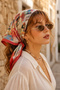 وشاح نسائي مزدوج برتقالي متعدد الألوان مقاس 50*50 سم TAKSS26FU00036