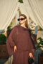 Women's Detailed Belted Suit Burgundy - 9