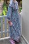 Women's Lined Tulle Detail Floral Patterned Ruffled Waist Tie Dress Light Green - 5