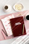 A4 Spiral Cardboard Cover Set of 2 Lined School Notebooks 80 Sheets, Lesson Schedule Maroon Ribbon - 3
