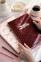 A4 Spiral Cardboard Cover Set of 2 Lined School Notebooks 80 Sheets, Lesson Schedule Maroon Ribbon - 5