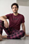 Claret Red Hero Printed Short Sleeve Men's Pajama Set - 4