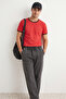 Siyah %100 Pamuk Regular Fit Beli Lastikli Jeans Bol Kot Pantolon TMNAW24JE00025 - 3