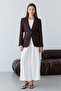 Koyu Kahverengi Kendinden Kemerli Blazer Ceket TWOSS26BC00040 - 2