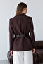 Koyu Kahverengi Kendinden Kemerli Blazer Ceket TWOSS26BC00040 - 5