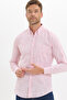 Men's Slim Fit Long Sleeve 100% Cotton Linen Effect Buttoned Collar Comfortable Red Shirt