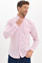 Men's Slim Fit Long Sleeve 100% Cotton Linen Effect Buttoned Collar Comfortable Red Shirt - 3