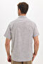 Men's Regular Fit Classic Cut Oversized 100% Cotton Short Sleeve Linen Texture Single Pocket Striped Shirt - 7
