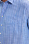 Men's Regular Fit Classic Cut Oversize 100% Cotton Linen Texture Pocketed Striped Short Sleeve Cobalt Blue Shirt - 6