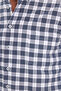 Men's regular fit casual button-down collar checkered short sleeve cotton navy shirt - 5