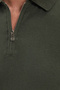 Men's Slim Fit 100% Cotton Knitted Knitwear Zippered Khaki Polo Collar T-Shirt - 6