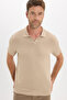 Men's Slim Fit Slim Fit Viscose Fabric Patterned Plain Pique Buttonless Mink Polo Neck T-Shirt - 5