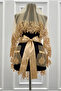 Gold Bridal Veil Set, Sparkling Glass Bead Printed, Henna Night Veil Set 6 Pieces - 3