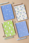 A5 Spiral Bound Cardboard Cover Set of 4 Checkered School Notebooks 80 Sheets - Blue with Lesson Schedule