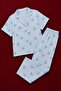 Blue Soft Bow Patterned Summer Pajama Set - 4