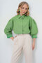 Water Green Balloon Sleeve Hidden Placket Basic Poplin Shirt ALC-X9654