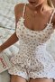 طقم بيجامة بحزام وشورت مزين بنقشة زهور بسيطة من إكرو - 5