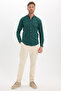 Men's Slim Fit Slim Fit Plain Oxford Embroidered Button down Collar Khaki Sports Shirt - 2